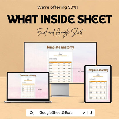 School Teacher Timesheet Template - Excel & Google Sheets - Teacher Work Hours Tracker - Daily Attendance Sheet - Customizable Time Log