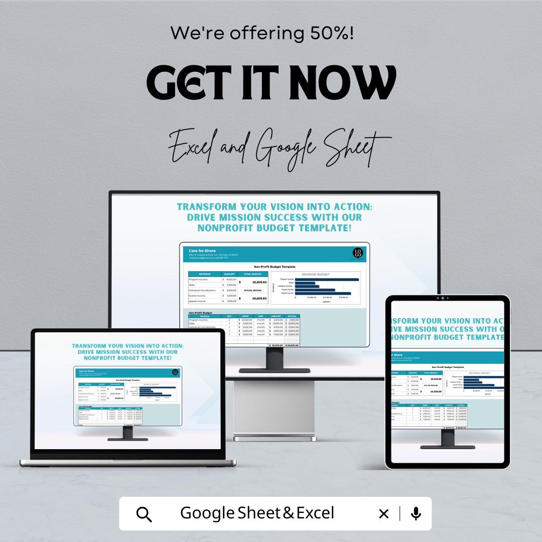 Nonprofit Budget Template | Excel & Google Sheets | Easy-to-Use Financial Planning for Nonprofit Organizations