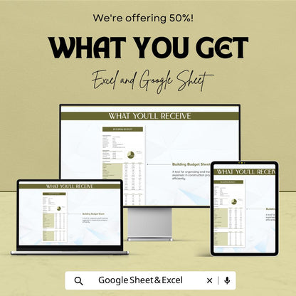Building Budget Template | Construction Budget Spreadsheet | Project Cost Tracker | Contractor Budget | Excel & Google Sheets