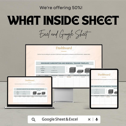 Job Board Subscription and Renewal Tracker HR Template | Excel & Google Sheets | Recruitment Management Spreadsheet
