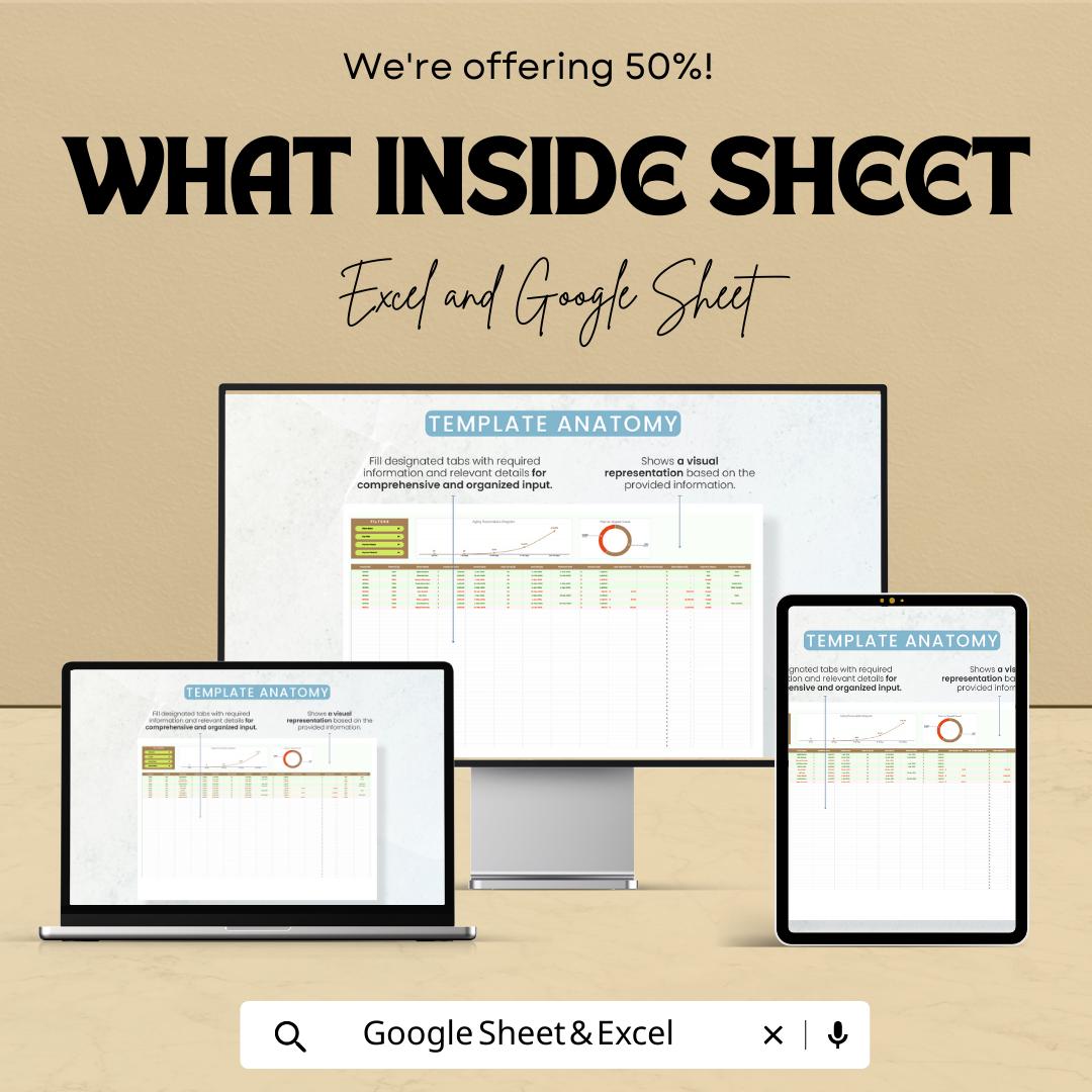 Accounts Receivable Aging Report Template, Excel & Google Sheets AR Tracker, Invoice Aging Spreadsheet, Small Business Finance Tool