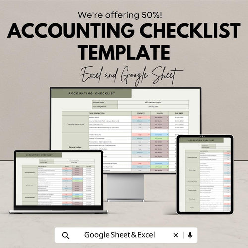 Accounting Checklist Template | Financial Tasks Tracker | Monthly Accounting Checklist | Business Finance Template