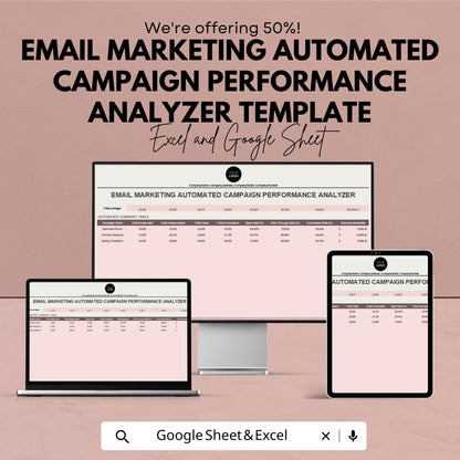 Email Marketing Campaign Performance Analyzer Template | Automated Email Analytics Dashboard | Excel & Google Sheets | Marketing KPI Tracker