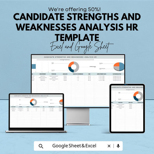 Candidate Strengths and Weaknesses Analysis HR Template | Excel & Google Sheets Hiring Dashboard | Interview Evaluation Tool