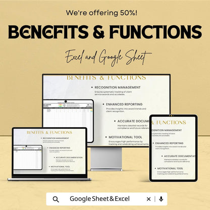 Legal Client Service Award Tracking Template, Law Firm Recognition Tracker, Attorney Performance Sheet, Excel Google Sheets Legal Dashboard