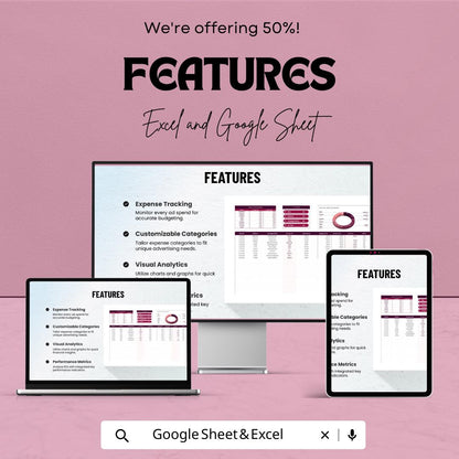 Advertising Online Ad Spend Budget Template, Ad Budget Spreadsheet, Online Advertising Cost Tracker, Marketing Budget Planner