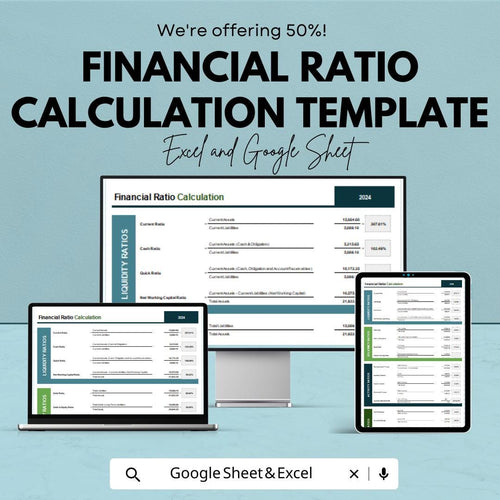 Financial Ratio Calculation Template | Liquidity, Profitability, Solvency & Activity Ratio Calculator | Finance Spreadsheet