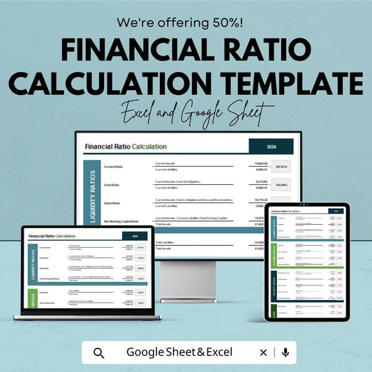 Financial Ratio Calculation Template | Liquidity, Profitability, Solvency & Activity Ratio Calculator | Finance Spreadsheet