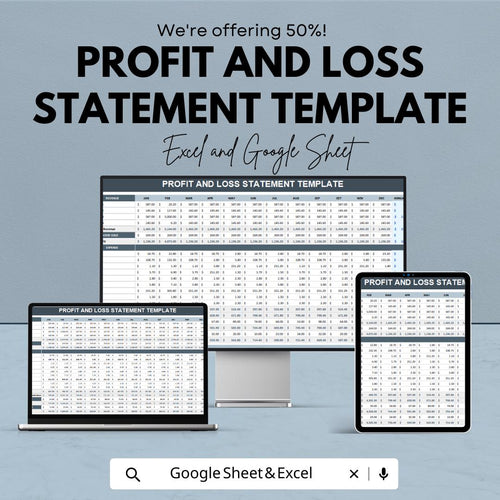 Profit and Loss Statement Template |  P&L Statement Spreadsheet | Business Finance Tracker | Editable Financial Report