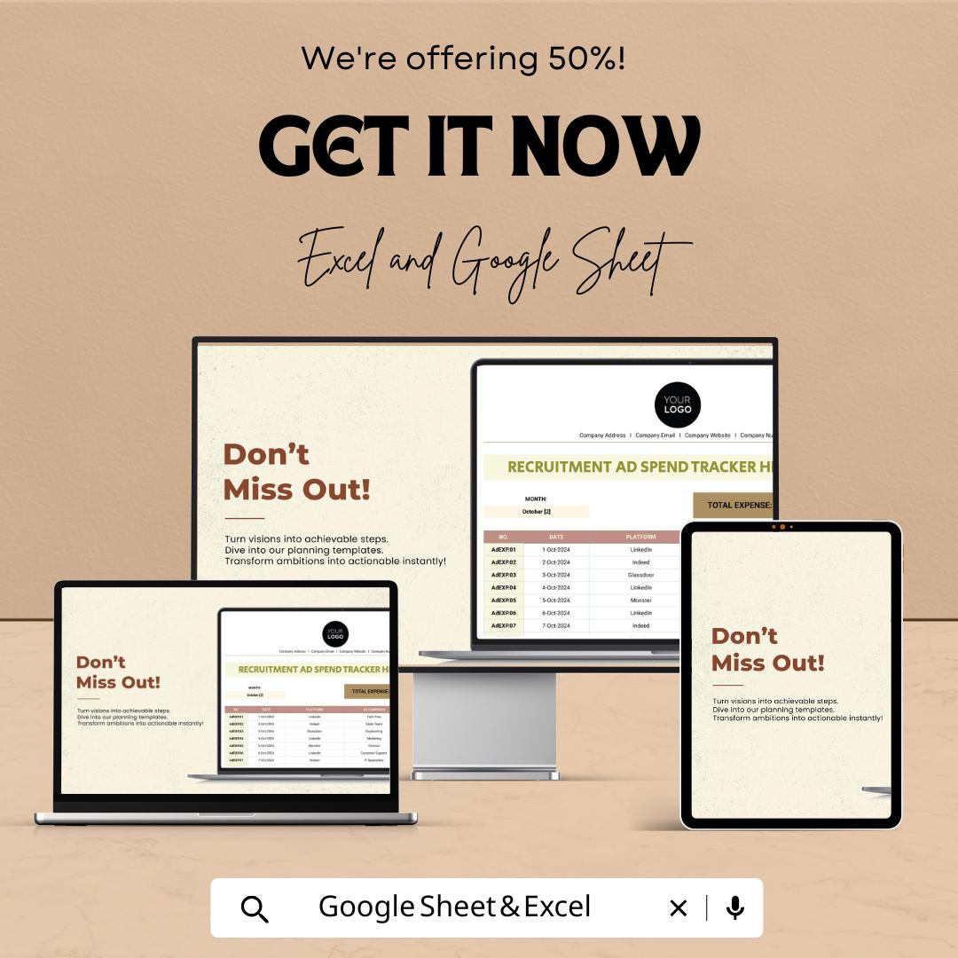 Recruitment Ad Spend Tracker HR Template | Excel & Google Sheets Hiring Budget Spreadsheet | HR Expense Tracker | Recruitment Cost Tracker