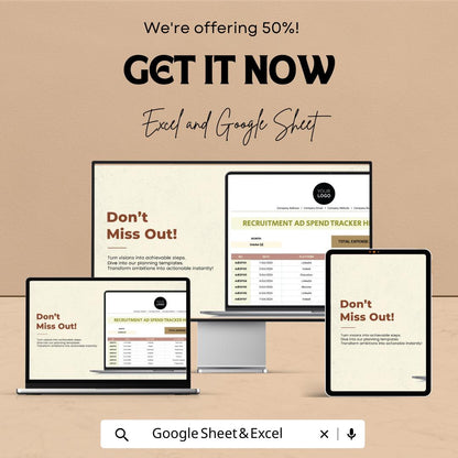Recruitment Ad Spend Tracker HR Template | Excel & Google Sheets Hiring Budget Spreadsheet | HR Expense Tracker | Recruitment Cost Tracker