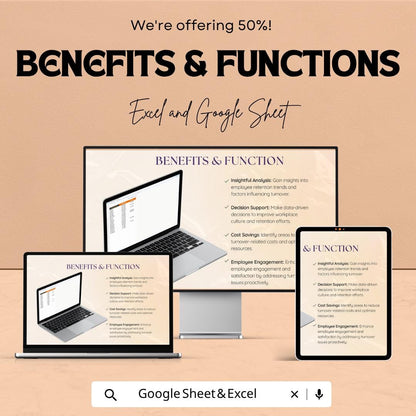 Employee Turnover Rate Calculator Template | HR Analytics Spreadsheet | Staff Turnover Tracker | Excel & Google Sheets | Workforce Metrics