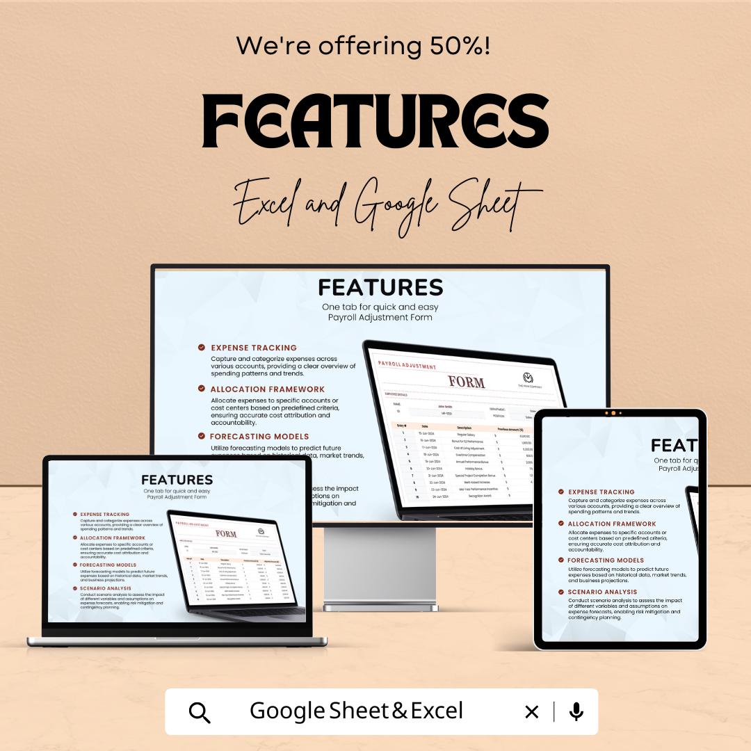 Payroll Adjustment Form | Excel & Google Sheets | Salary Change Tracker | Employee Compensation Template | HR Spreadsheet