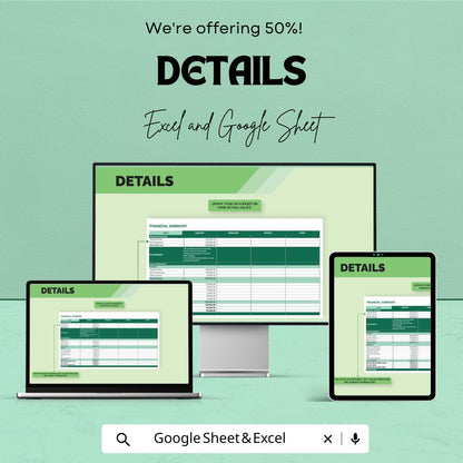 IT Monthly Financial Report Sheet Template | Monthly Income Expense Report | IT Budget Tracking Template | Financial Summary Sheet