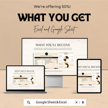 Marketing Promotion Cost-Benefit Analysis Template | Excel & Google Sheets | Promotion ROI Calculator | Marketing Cost Analysis Tool