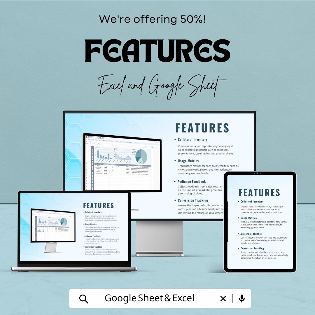 Sales Collateral Impact Analysis Template | Marketing Collateral ROI Dashboard | Engagement and Conversion Metrics Sheet