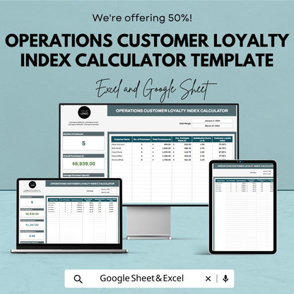 Operations Customer Loyalty Index Calculator Template | Customer Loyalty Tracker | Excel & Google Sheets