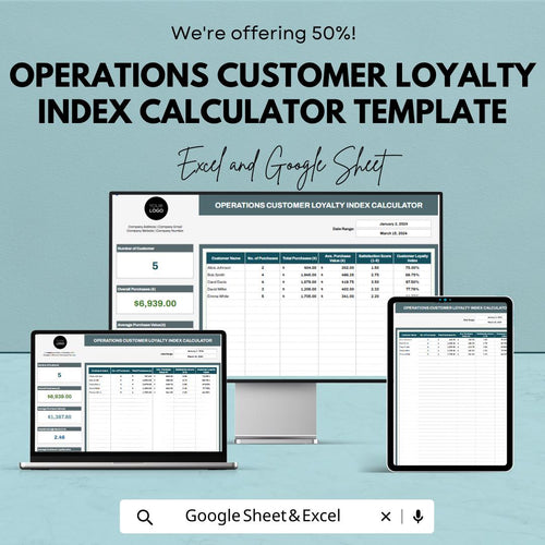 Operations Customer Loyalty Index Calculator Template | Customer Loyalty Tracker | Excel & Google Sheets