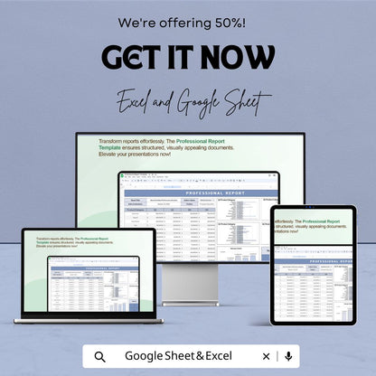 Professional Report Template | Performance Analysis Template | Data Dashboard | Digital Report Format