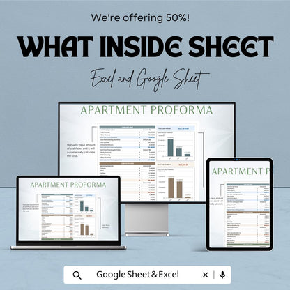 Proforma Cash Flow Template | Cash Flow Forecast | Financial Model | Apartment Proforma | Investment Analysis | Cash Inflow Outflow Tracker