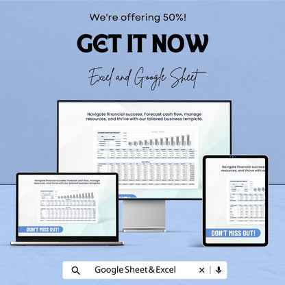 Business Cashflow Forecast Sheet - Excel and Google Sheet Template for Budgeting, Expense & Income Planning - Small Business Finance Tool
