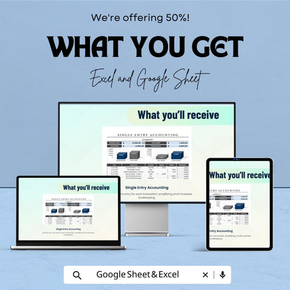 Single Entry Accounting Template | Simple Bookkeeping Spreadsheet | Income Expense Tracker | Small Business Accounting Sheet