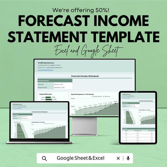 Forecast Income Statement Template | Financial Projection Spreadsheet | Business Forecast Tool | Excel & Google Sheets