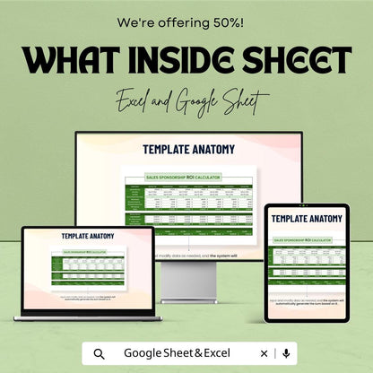 Sales Sponsorship ROI Calculator – Excel & Google Sheets Template for Sponsorship Analysis – 50% Off