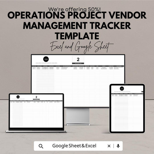 Operations Project Vendor Management Tracker Template | Vendor Performance Tracker | Excel & Google Sheets