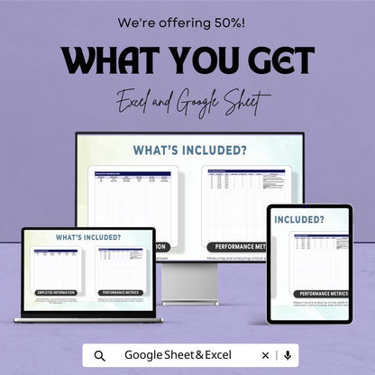 Performance Tracker Template for Excel & Google Sheets, Employee Performance Dashboard, Sales KPI Tracker, Business Productivity Spreadsheet