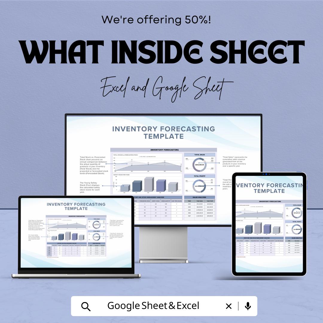 Inventory Forecasting Sheet - Excel & Google Sheet Template for Stock Management, Sales Prediction, Inventory Control