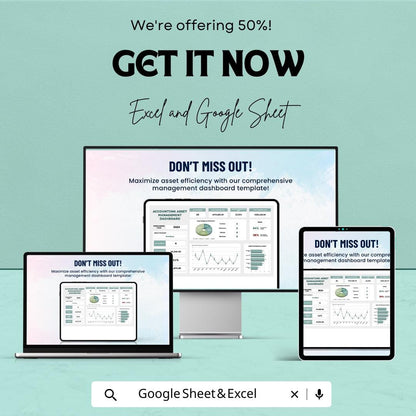Accounting Asset Management Dashboard Template | Asset Tracking Dashboard | Depreciation & Inventory Tracker