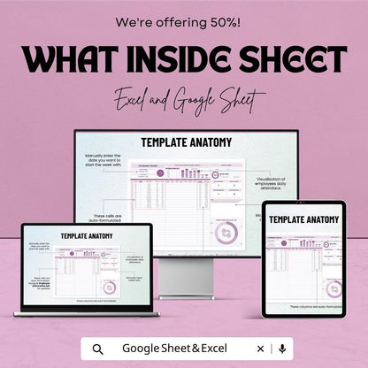 Attendance Tracker Excel Template | Employee Attendance Sheet | Staff Attendance Tracker | Google Sheets Attendance Log