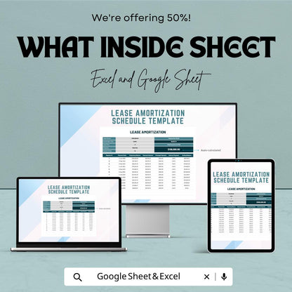 Lease Amortization Schedule Template | Lease Payment Calculator Spreadsheet | Loan Amortization Table | Financial Planning Tool