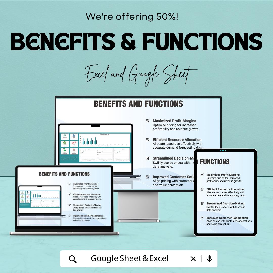 Product Pricing Template | Excel & Google Sheets Pricing Calculator | Sales Tracker Dashboard | Profit Margin and Cost Analysis