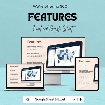 Service Area Map Template | Territory Mapping Spreadsheet | Sales Territory Tracker | Coverage Map Dashboard
