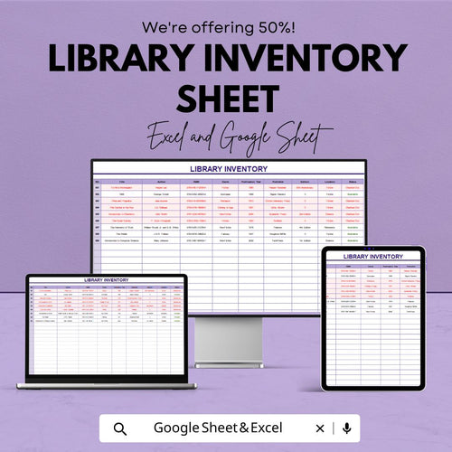 Library Inventory Sheet – Excel & Google Sheets Template for Library Management, Track Books, Acquisitions, and Circulation
