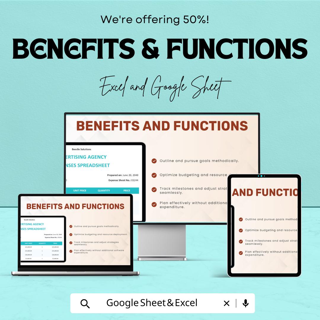 Advertising Agency Expenses Spreadsheet | Google Sheets Template | Budget Management, Track Advertising Costs, Automated Calculations