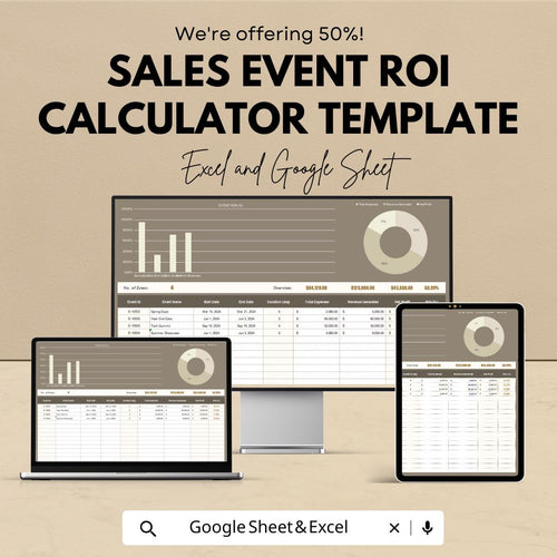 Sales Event ROI Calculator Template | Event Performance Tracker | Marketing ROI Spreadsheet | Sales Event Analysis Template
