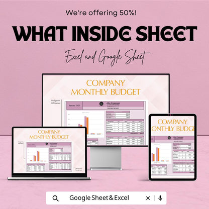 Company Monthly Budget Template | Business Budget Spreadsheet | Financial Tracker Template | Small Business Finance Planner