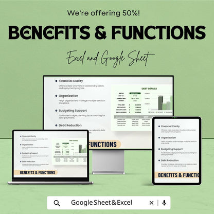 Debt Inventory Sheet | Excel and Google Sheets Template for Debt Management | Debt Tracking & Payment Planner | Financial Freedom |