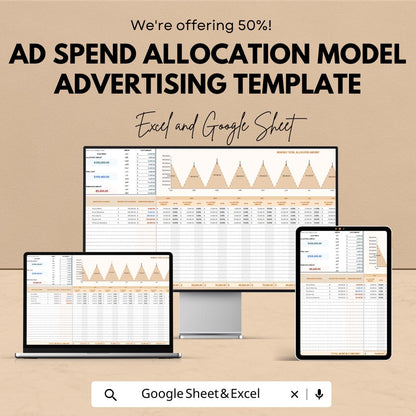 Ad Spend Allocation Model Advertising Template | Marketing Budget Spreadsheet | Ad Budget Planner | Advertising Spend Tracker