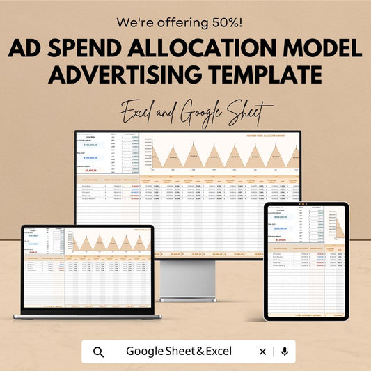 Ad Spend Allocation Model Advertising Template | Marketing Budget Spreadsheet | Ad Budget Planner | Advertising Spend Tracker