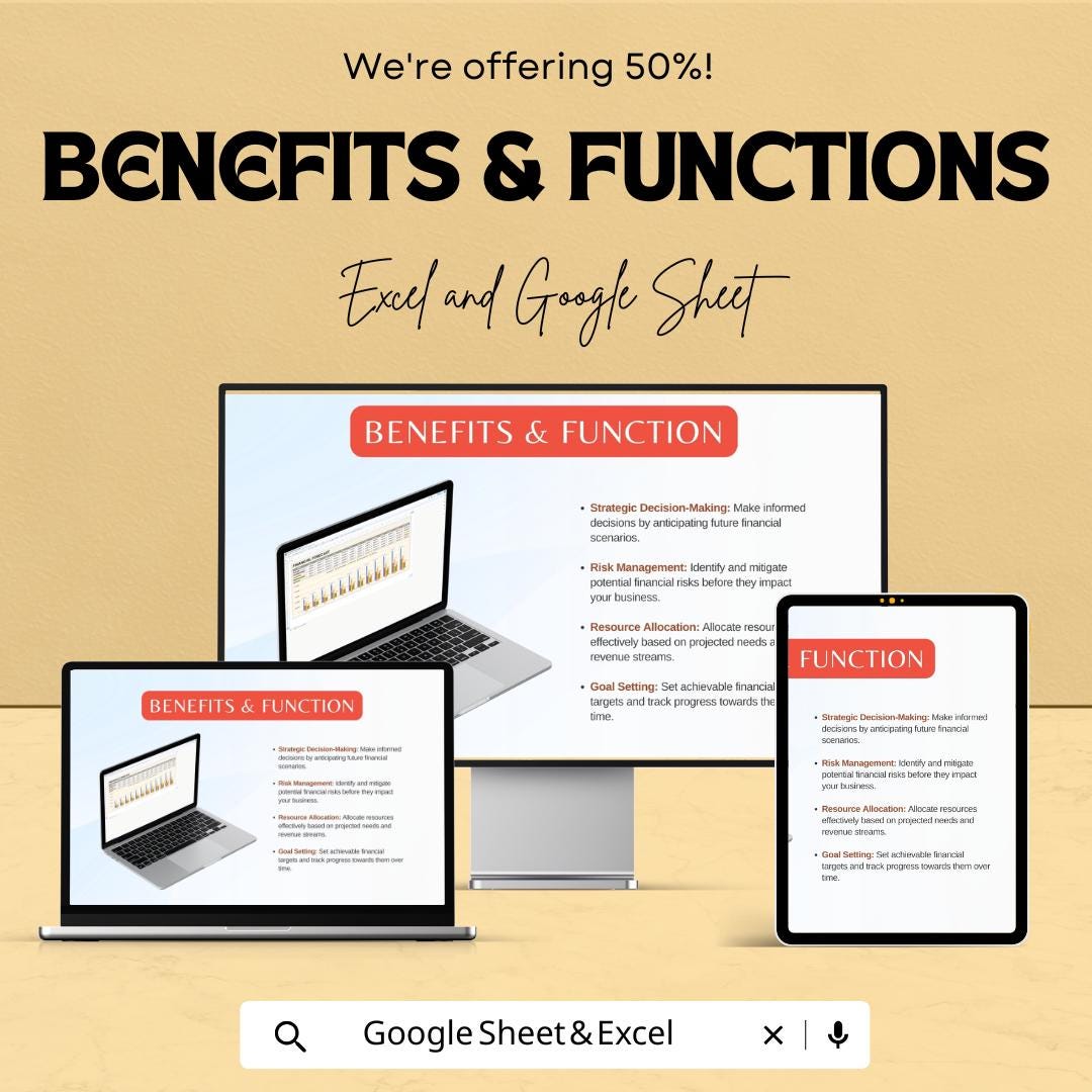 Financial Forecast Template | Excel and Google Sheets | Revenue Forecast, Cash Flow Projection, Expense Planning, Business Finance Template
