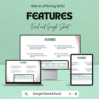 Advertising Daily Media Spend Tracker Template  | Ad Spend Tracker | Marketing Budget Planner | Media Invoice Tracking Spreadsheet