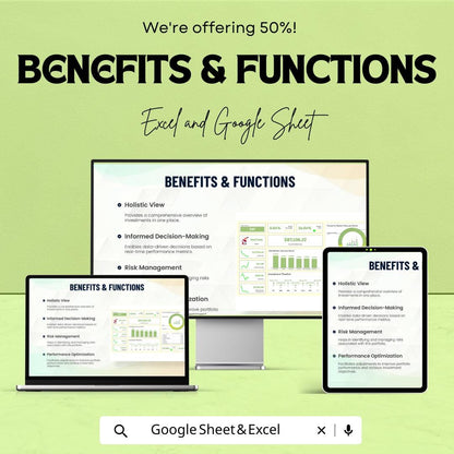 Financial Investment Portfolio Dashboard | Google Sheets Template for Investment Tracking | Portfolio Management & Performance Analysis