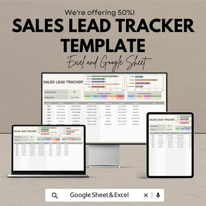 Sales Lead Tracker Template | Excel & Google Sheet | CRM Sales Pipeline Tracker | Lead Management Spreadsheet | Business Sales Tracking