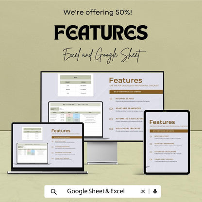 Professional Checklist Sheet | Google Sheets and Excel | Task & Project Tracker | Editable To-Do Planner | Business Checklist Template