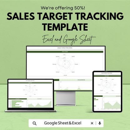 Sales Target Tracking Template | Sales Performance Dashboard | Revenue Tracker Spreadsheet | Sales Analytics Report