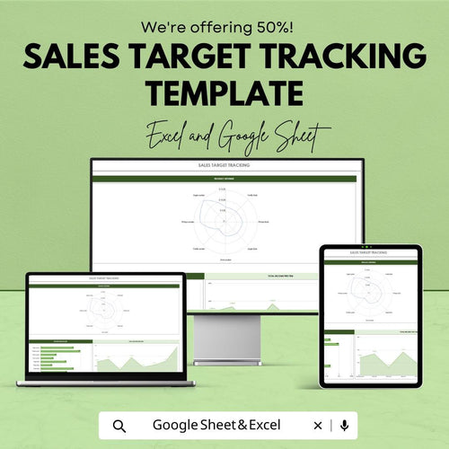 Sales Target Tracking Template | Sales Performance Dashboard | Revenue Tracker Spreadsheet | Sales Analytics Report